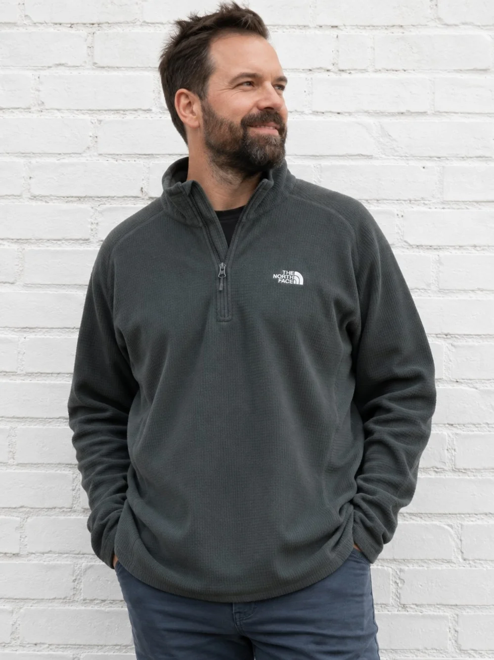 The North Face Men’s XL Black Textured Fleece 1/4 Zip Pullover Outdoor